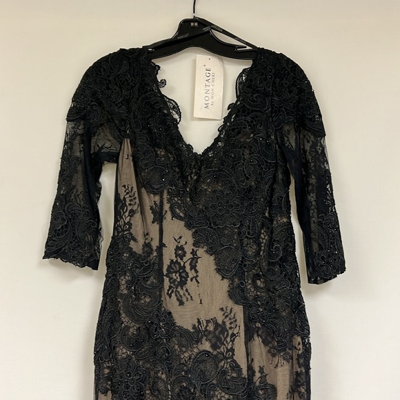 Montage by Mon Cheri 3/4 sleeves V-neck lace long gown - Picture 5 of 11